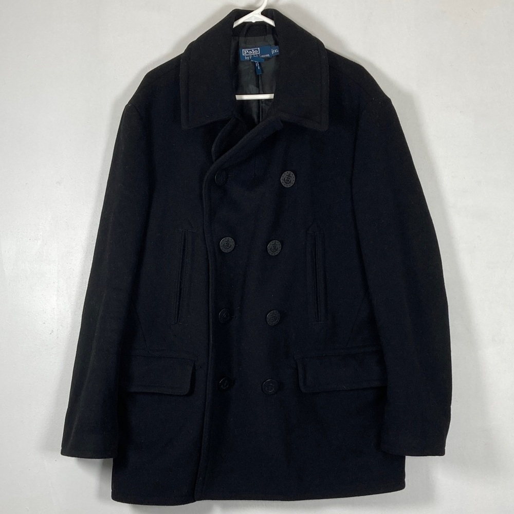 Polo by Ralph Lauren Classic Black Pea Coat Double Breasted XL